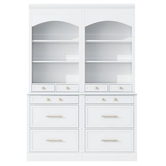 Merax Modern High Kitchen Pantry, Freestanding Tall Kitchen Hutch with Faux Marble Top
