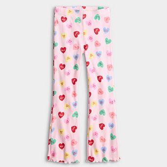 Girls 4-12 Jumping Beans® Heart Print Rib Flare Leggings