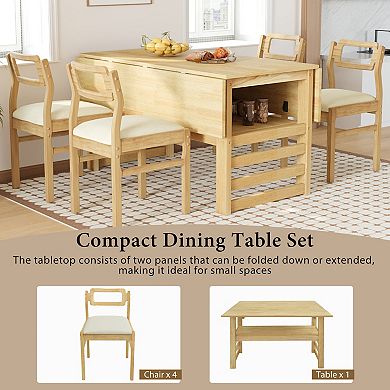 Merax Modern 5-Piece 47.2'' Extendable Wood Square Dining Table Set