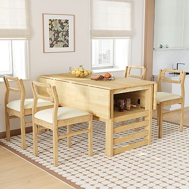 Merax Modern 5-Piece 47.2'' Extendable Wood Square Dining Table Set