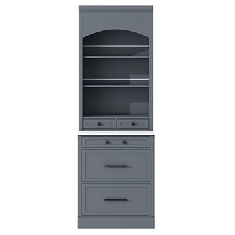Merax Modern High Kitchen Pantry, Freestanding Tall Kitchen Hutch with Faux Marble Top