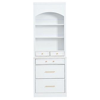 Merax Modern High Kitchen Pantry, Freestanding Tall Kitchen Hutch with Faux Marble Top