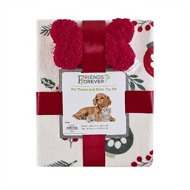 Friends Forever Dog Pet Throw Blanket & Bone Toy Set