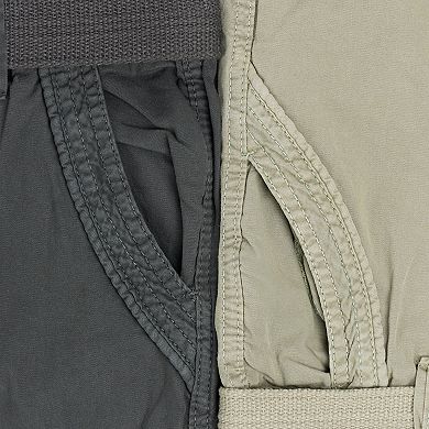 Boy's 2Pc Combo Belted Twill Cargo Shorts, Size 8 - 18