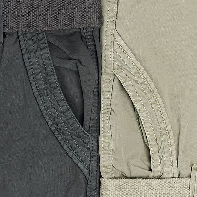 Boy's 2Pc Combo Belted Twill Cargo Shorts, Size 8 - 18