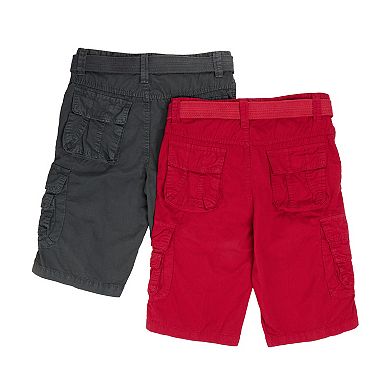 Boy's 2Pc Combo Belted Twill Cargo Shorts, Size 8 - 18