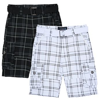 Boy's 2 pc Combo Belted Twill Cargo Shorts, Size 8 - 18