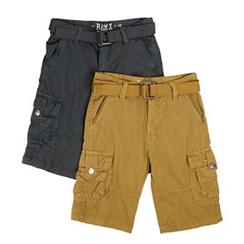 Boy's 2 pc Combo Belted Twill Cargo Shorts, Size 8 - 18