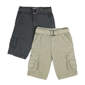 Boy's 2 pc Combo Belted Twill Cargo Shorts, Size 8 - 18