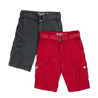 Boy's 2 pc Combo Belted Twill Cargo Shorts, Size 8 - 18