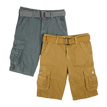 Boy's 2 pc Combo Belted Twill Cargo Shorts, Size 8 - 18