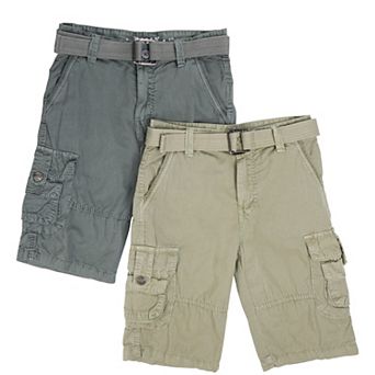 Boy's 2 pc Combo Belted Twill Cargo Shorts, Size 8 - 18