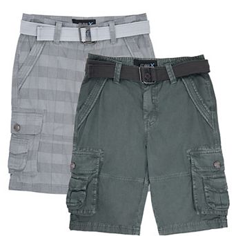 Boy's 2 pc Combo Belted Twill Cargo Shorts, Size 8 - 18