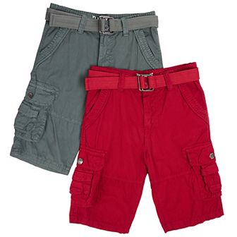Boy's 2 pc Combo Belted Twill Cargo Shorts, Size 8 - 18