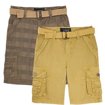 Boy's 2 pc Combo Belted Twill Cargo Shorts, Size 8 - 18