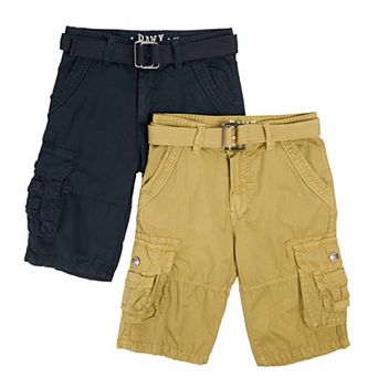 Boy's 2 pc Combo Belted Twill Cargo Shorts, Size 8 - 18