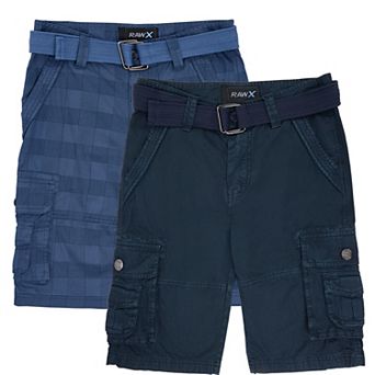 Boy's 2 pc Combo Belted Twill Cargo Shorts, Size 8 - 18