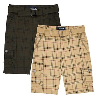 Boy's 2 pc Combo Belted Twill Cargo Shorts, Size 8 - 18