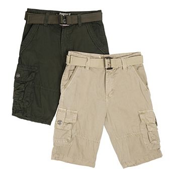 Boy's 2 pc Combo Belted Twill Cargo Shorts, Size 8 - 18