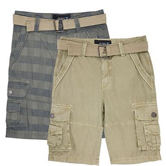 Boy's 2 pc Combo Belted Twill Cargo Shorts, Size 8 - 18
