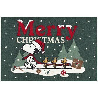 St. Nicholas Square® Peanuts Snoopy & Woodstock Merry Christmas 19.5" x 30" Throw Rug
