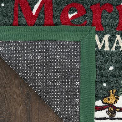 St. Nicholas Square® Peanuts Snoopy & Woodstock Merry Christmas 19.5" x 30" Throw Rug