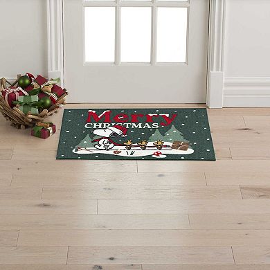 St. Nicholas Square® Peanuts Snoopy & Woodstock Merry Christmas 19.5" x 30" Throw Rug