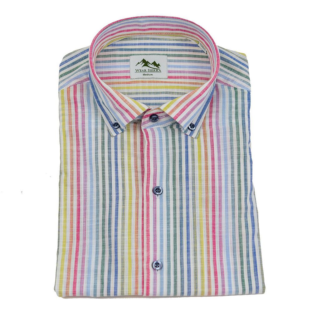 Wear Sierra Top Shelf Men's Cotton Long Sleeve Button Down Shirts in White Plaid
