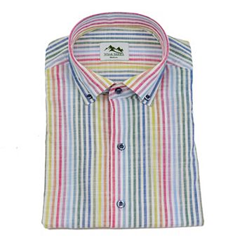 Wear Sierra Men's Short Sleeve Stripes Pattern Top Shelf Cotton Button Down Shirts