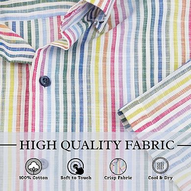Wear Sierra Men's Short Sleeve Stripes Pattern Top Shelf Cotton Button Down Shirts