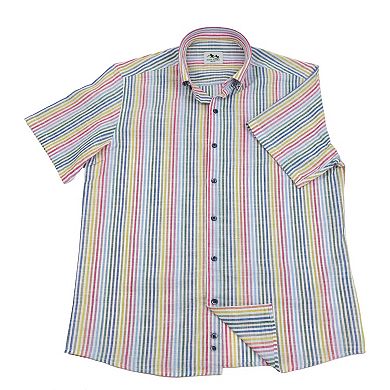 Wear Sierra Men's Short Sleeve Stripes Pattern Top Shelf Cotton Button Down Shirts
