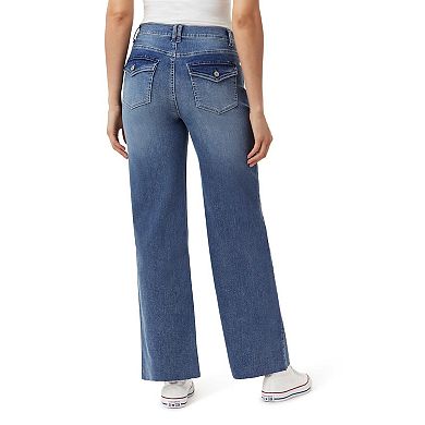 Juniors' WallFlower Insta Stretch Fearless Curvy High Rise Vintage Wide Leg Jeans