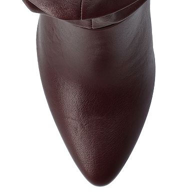 Journee Floretta Women's Almond Toe Stacked Heel Over-the-Knee Boots