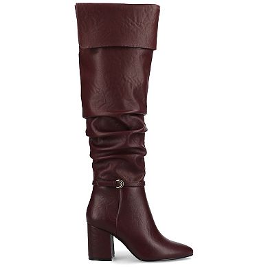 Journee Floretta Women's Almond Toe Stacked Heel Over-the-Knee Boots