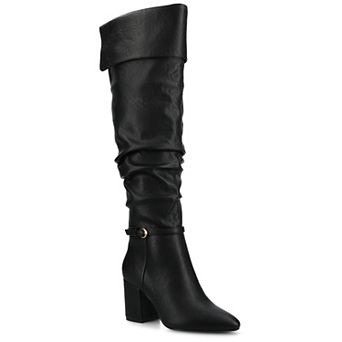 Journee Floretta Women's Almond Toe Stacked Heel Over-the-Knee Boots
