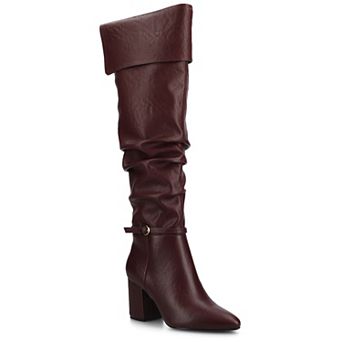 Journee Floretta Women's Almond Toe Stacked Heel Over-the-Knee Boots