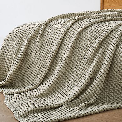 Unikome 100% Organic Cotton Waffle Blanket Lightweight, Soft Throw for All Seasons
