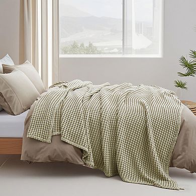 Unikome 100% Organic Cotton Waffle Blanket Lightweight, Soft Throw for All Seasons