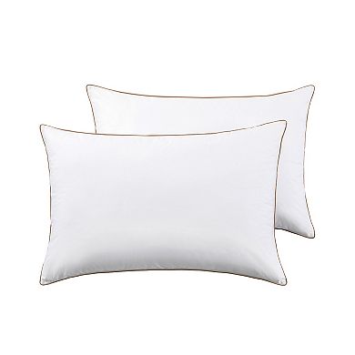 Unikome Twin Pack Luxury High Loft Goose Pillow Soft Cotton Shell, Feather & Down Fill