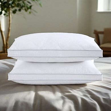 Unikome Goose Feather Down Pillow High Loft 2 Pack, 100% Cotton Shell
