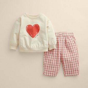 Toddler Little Co. by Lauren Conrad 2 pc Heart Crew & Pull-On Pants Set