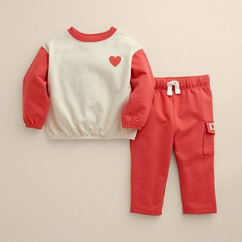 Baby Little Co. by Lauren Conrad 2 pc Heart Crew & Pants Set