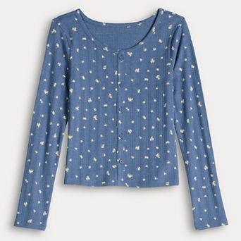 Girls 6-20 SO® Long Sleeve Button Front Top in Regular & Plus Size