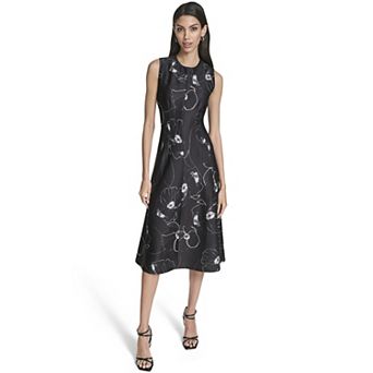 Women's Andrew Marc Printed Sleeveless Scuba Midi Dress