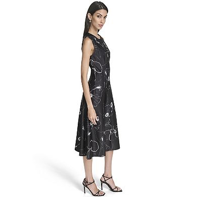 Women's Andrew Marc Printed Sleeveless Scuba Midi Dress