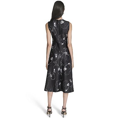 Women's Andrew Marc Printed Sleeveless Scuba Midi Dress