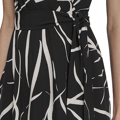 Women's Andrew Marc Flutter Abstract Sleeve Wrap Midi Dress