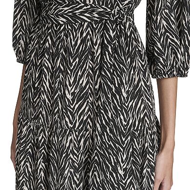 Women's Andrew Marc Balloon Sleeve Challis Midi Dress