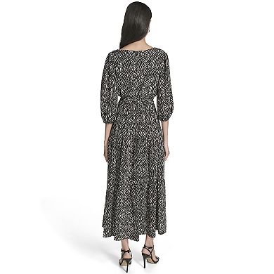 Women's Andrew Marc Balloon Sleeve Challis Midi Dress