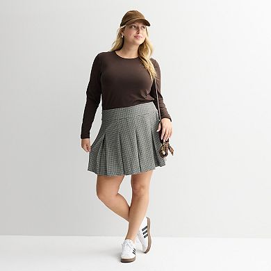 Juniors' Plus Size SO® Pleated Plaid Skirt